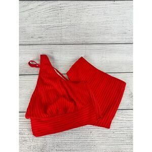 Shein Plus Size Red Ribbed 2pc Matching Bikini Swimsuit Size 26